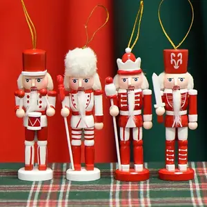 4pcs Vintage Wooden Nutcracker Soldier Set, Festive & Candy Puppets for Christmas Decor, Ideal for Home Living Room Bedroom