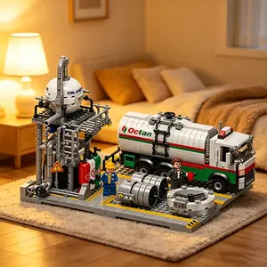 Chemical Plant Loading Station Building Set 721+, Stem Engineering Oil Tanker Puzzle Toy, Suitable for Children and Collectors
