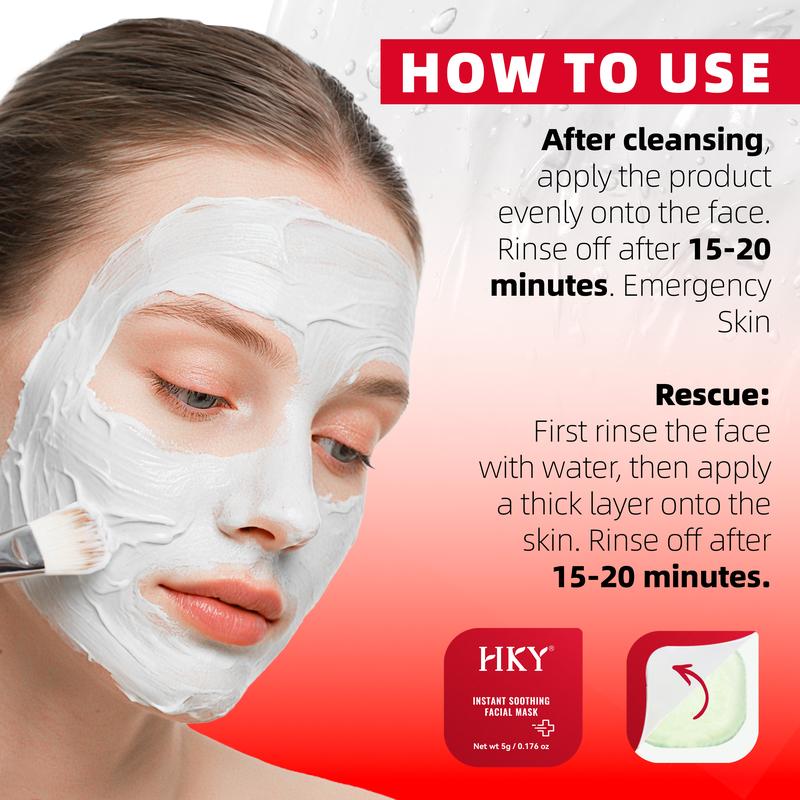 HKY Instant Soothing Facial Mask with Zinc PCA Oil Control Peony Bisabolol CoQ10 Antioxidant Redness Relief 12 Count 5g Each Calming Skin Repair