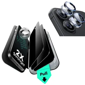 ESR iPhone 17 Pro Max/iPhone 17 Pro/iPhone 17 Screen Protector 3-Piece Set and Camera Lens Protector: HDFilm/Privacy Film, Dual Military-Grade Shatter Protection, 9H Hardness, Full-Coverage Tempered Glass, Includes Ultra-Precision Application Tray