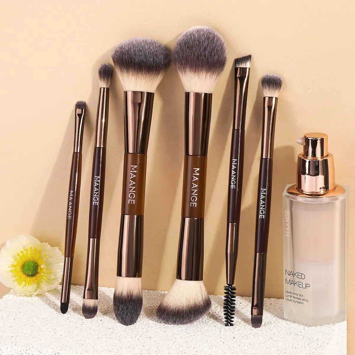 Maange 6-Piece Makeup Brush Set, Foundation Brush, Blush Brush, Loose Powder Brush, Eyeshadow Brush, Mascara Brush, Concealer Brush, Beginner Friendly
