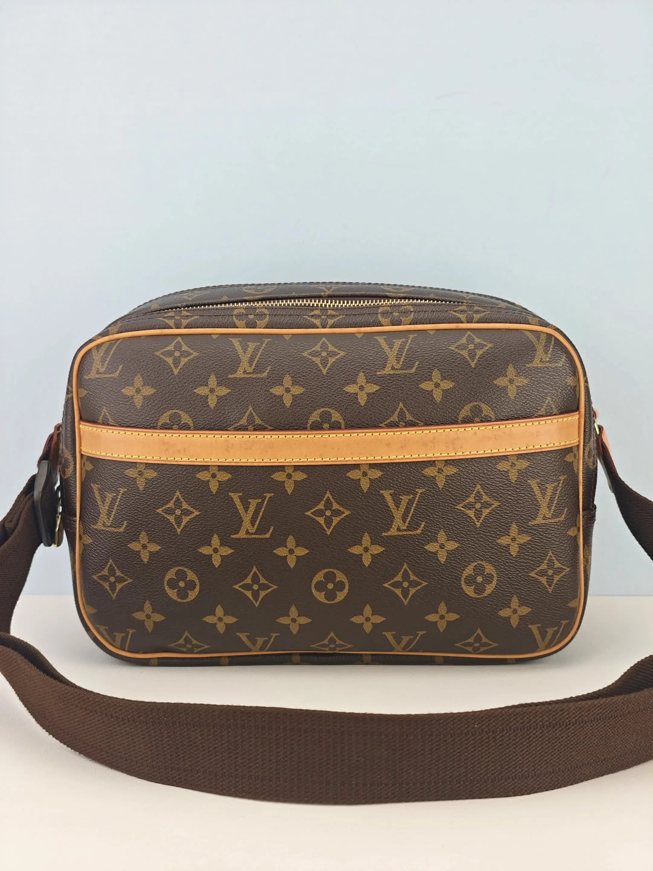 Pre-owned Monogram coated canvas with leather trim Shoulder Bags Louis Vuitton Monogram Reporter GM Shoulder Bag【SP1099】