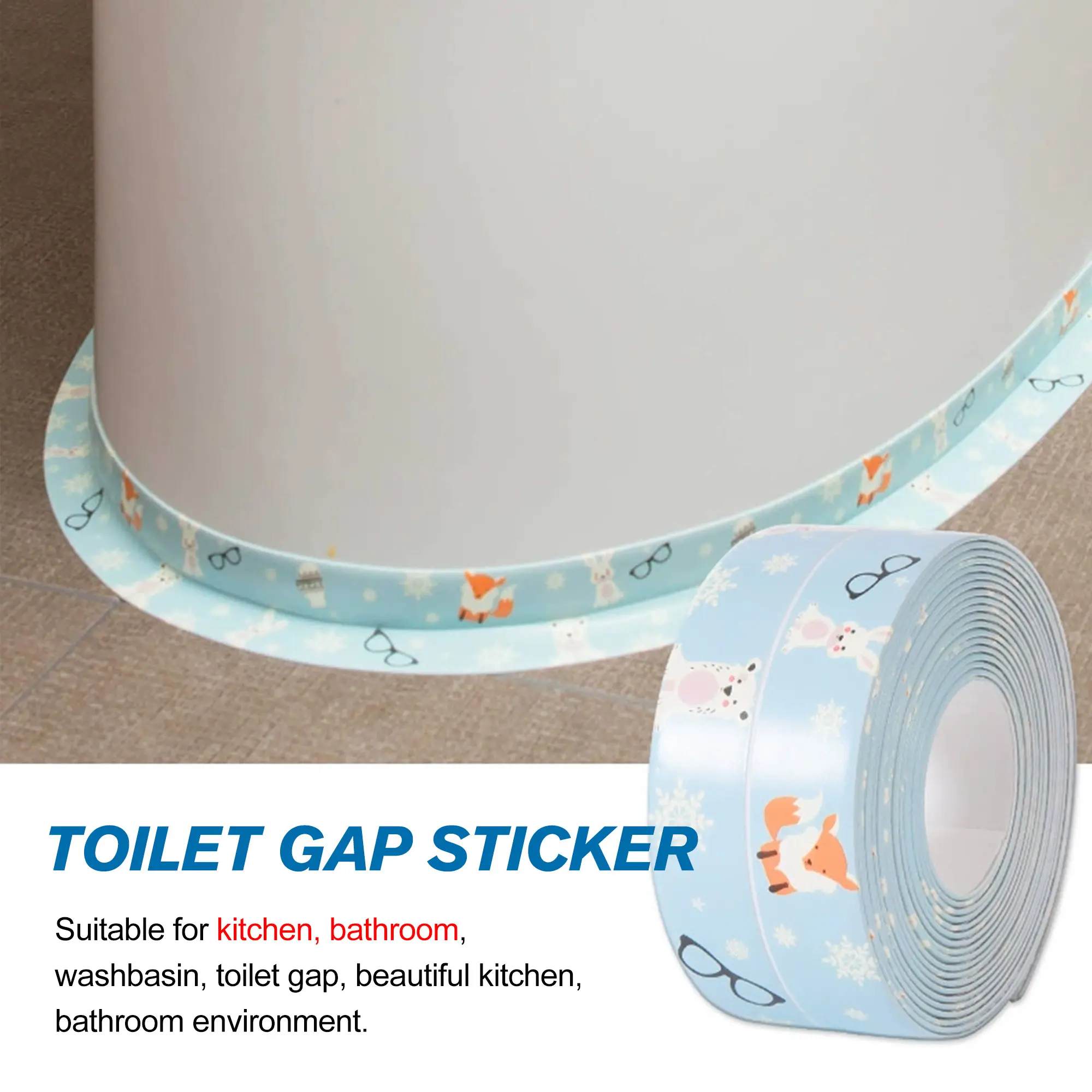 3-Count Self-Adhesive Seal Tape - Waterproof, Leak-Proof Sealant Strips with Random Varied Designs for Bathroom Toilet Base, Corners, Kitchen Gaps