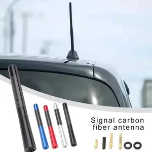 Universal Car Short Radio Antenna Carbon Fiber Car Roof Antenna Radio Aerial FM/AM Metal Receiving Antennas Engraved with Custom Scroll Work