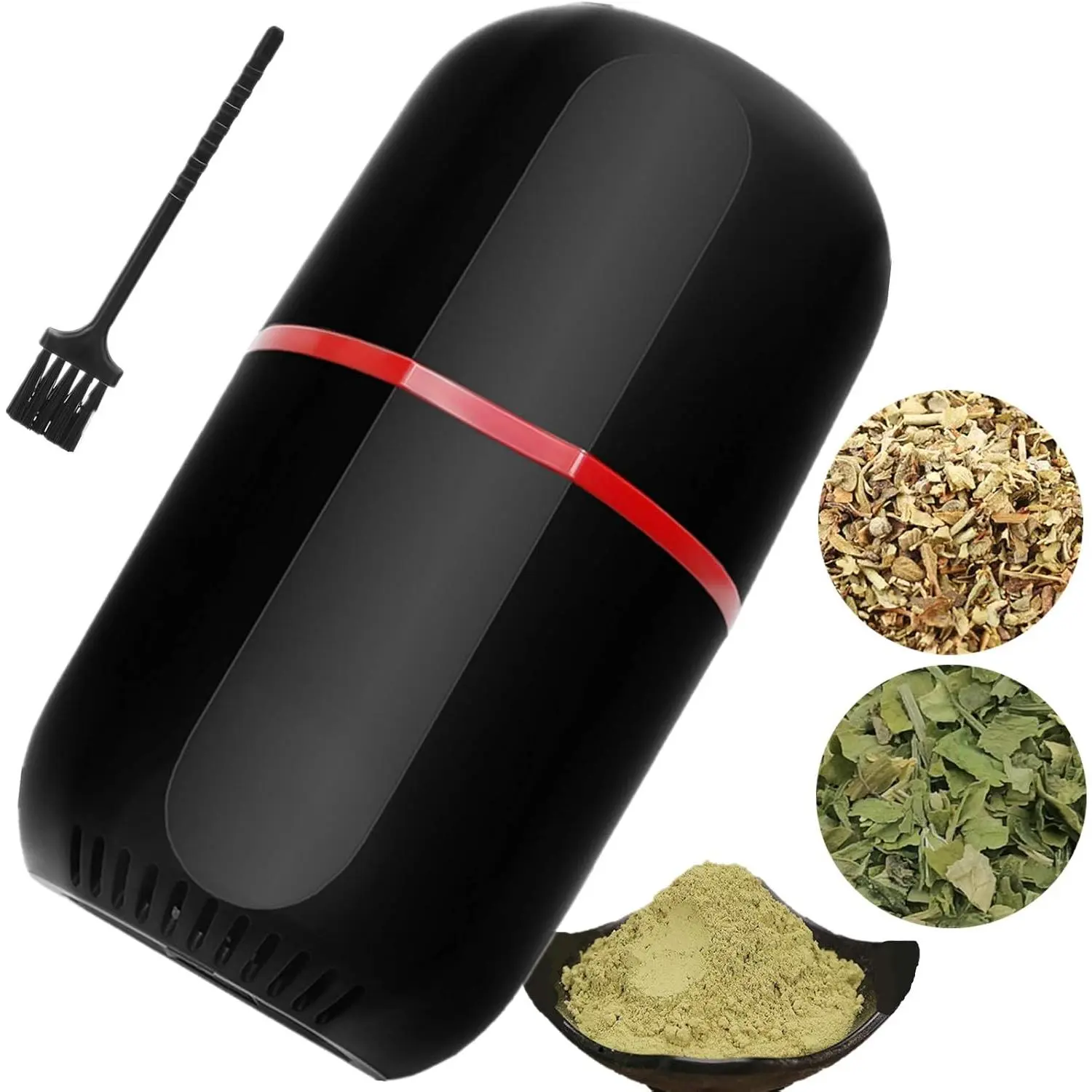 Electric,  Large /Coffee Grinders/Mill/ for Spice and Herbs With Cleaning Brush - Black - 4.2 oz Capacity