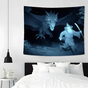 Night Vision Dragon Chase Pattern Tapestry, 1 Count Aesthetic Wall Hanging Decor, Tapestry Wall Mural, Polyester Tapestry for Bedroom Home Office Decor, Bedroom Refresh Decor, Decoration, Decorations Supplies