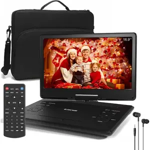 16.9" Portable DVD Player with Headphones,14.1"  Swivel Screen with Extra Carrying Bag,Support AV-in/Out and Multiple Disc Formats,High Volume Speaker,Black,[Not Support Blu-Ray]