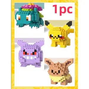 1pc Japanese anime-themed small granular building blocks for assembling little fairies, yellow mice building blocks, Assembly building blocks, a great holiday gift for friends, party and home decor