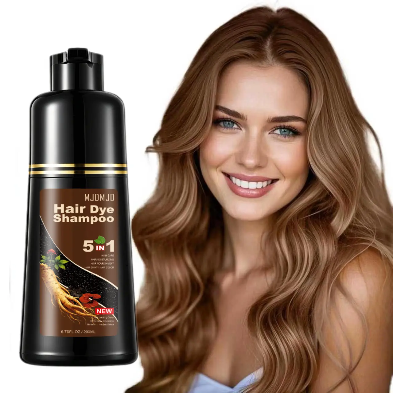 Natural Light Brown Hair Dye Shampoo 5 in 1 for Men & Women, Instant Color Shampoo Para Canas, 100% Gray Hair Coverage, Easy to carry MINI version, 200ml