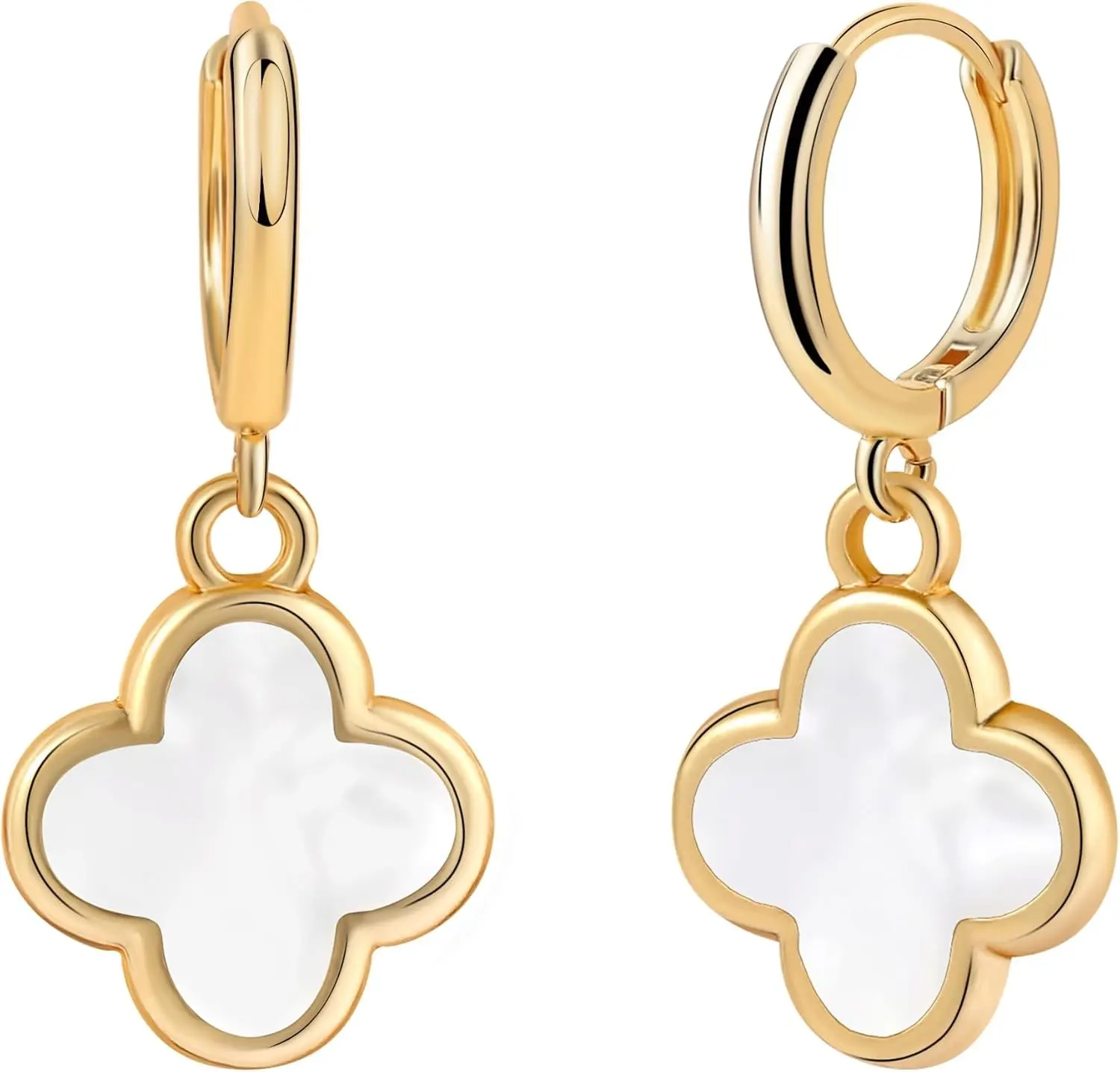 Earrings for Women Four Leaf Drop Dangle 14K Gold Plated Hypoallergenic Lightweight Waterproof Lucky Jewelry Ideal for Birthday Christmas Anniversary Mother Gifts Non-Fade