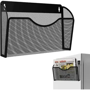 1-Tier Magnetic File Holder for File Cabinets, Folder Holder Organizer- No Drilling Paper Document Holder, Large Capacity Office Hanging Magazine Rack for Refrigerator, Whiteboard, Office, Kitchen