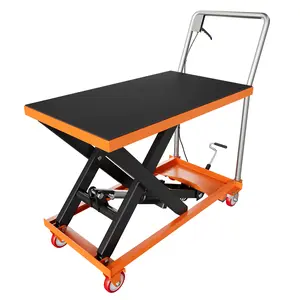 Manual Hydraulic Lift Table Cart – 500 lbs Capacity, 28.5" Lifting Height, Single Scissor, Heavy-Duty Platform, Non-Slip Surface, Lockable Swivel Casters – Industrial Material Handling for Warehouse, Garage, Factory