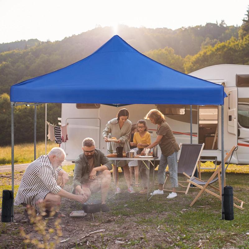 Instant Pop Up Canopy Tent with Sand Bags - 10ft x 10ft Outdoor Shade Shelter for Parties, Camping, and Beach
