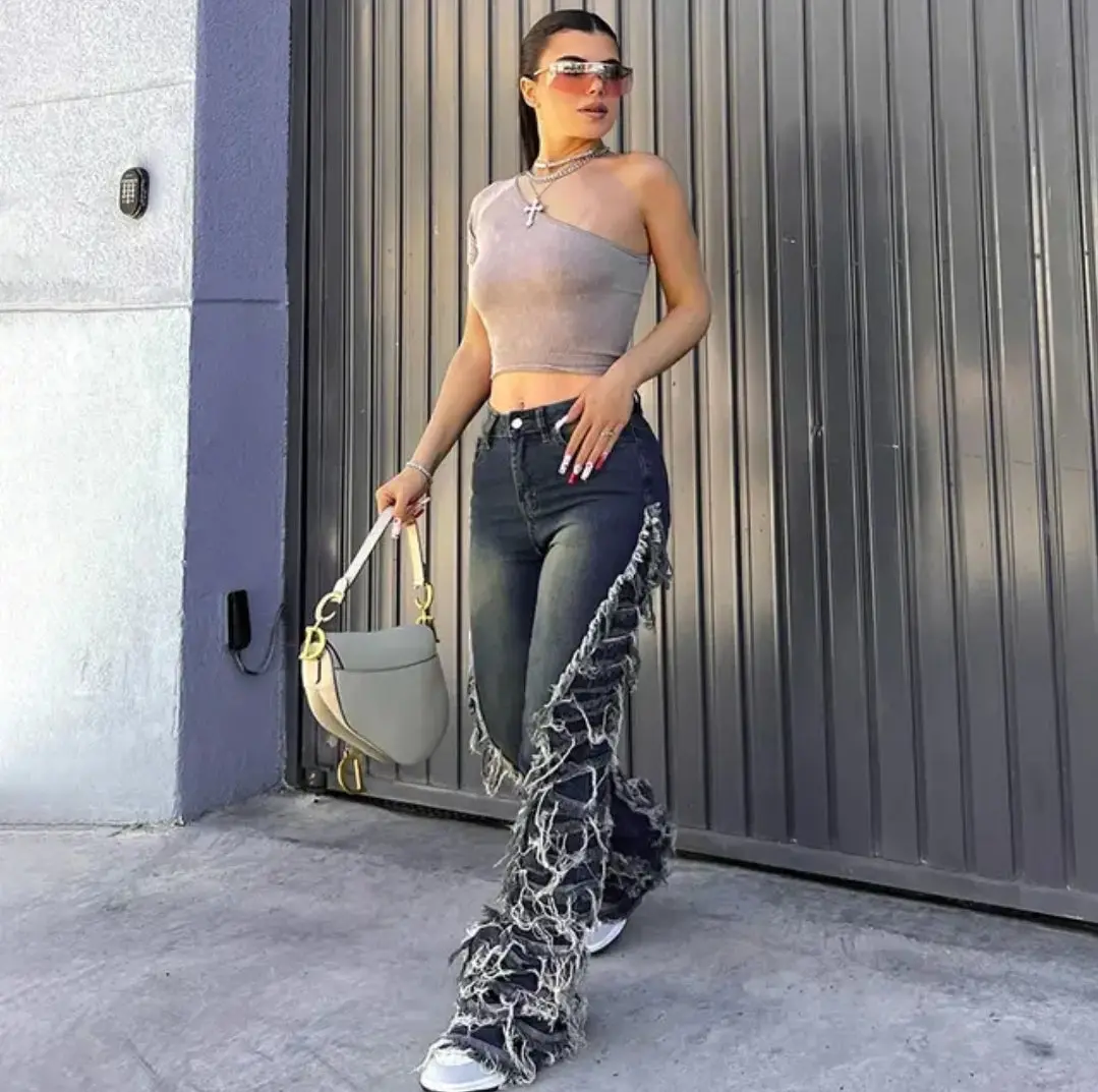 Maria's stretch ripped tassel denim jeans Womenswear Bottom