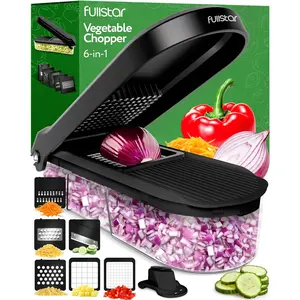 Vegetable Chopper, Cheese Slicer, Food Chopper, Veggie Chopper, Onion Chopper, Vegetable Chopper with Container, Mandoline Slicer & Cheese Grater (6 in 1 - Black) Fullstar Fullstar Fullstar Fullstar