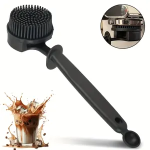 Arc-Shaped Coffee Machine Cleaning Brush, Long Handle, Plastic Material, Ideal for 5.8cm/5.1cm Espresso Head Maintenance