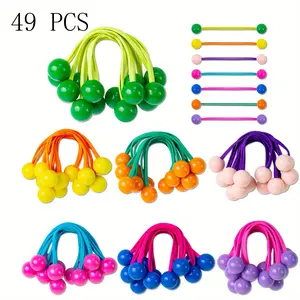 49PCs Mixed Color Hair Bands Set - Double Ball Elastic Hair Ties for Women, Soft Ponytail Holders, No-Slip Gentle Hair Accessories