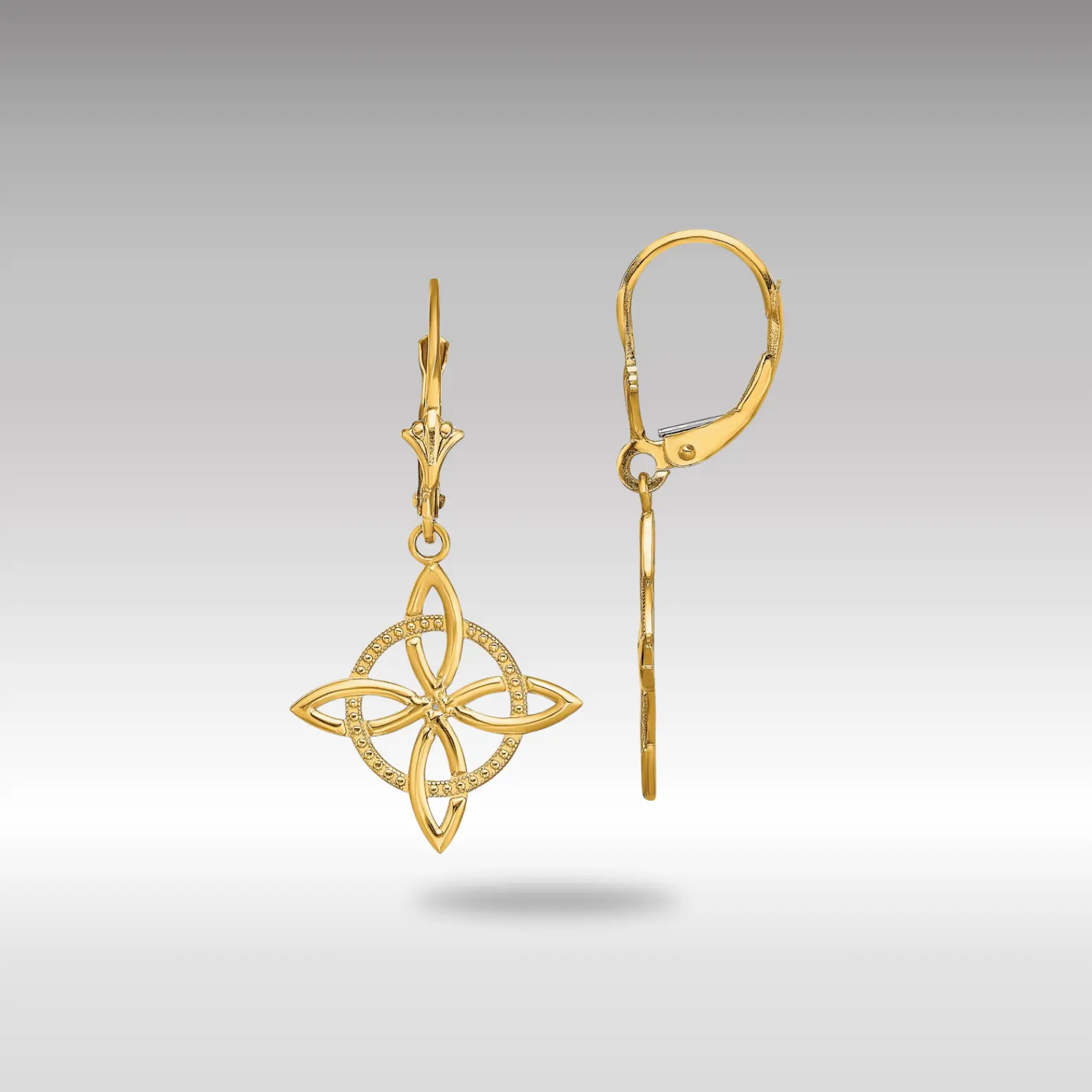 14K Gold Small Celtic Eternity Knot Leverback Earrings - Model TF1790