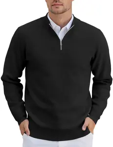 COOFANDY Mens Quarter Zip Pullover Slim Fit Lightweight Knit Pullover Sweaters Casual Polo Sweater