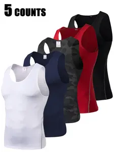 5 Pack Men's Quick Dry Running compression shirts Sleeveless Gym Tank Top basketball sport workout tops Athletic Training Apparel Athletic Activewear
