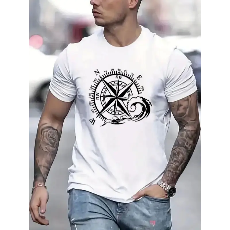 Men's 200g Combed Cotton Classic Crew Neck Short-Sleeve Boxy Tshirt - Breathable Soft Fabric, Vibrant Tropical Digital Print Streetwear, Casual Sweat-Inspired Top, Affordable Graphic Tee (wh-200g), COD Available