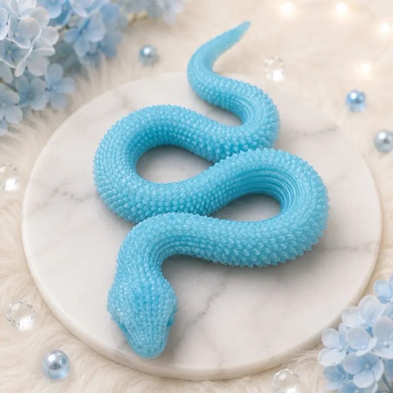 BlueSilicone Fidget Toy Snake - 2 Sizes, Blue Color, Ultra-Soft Silicone, Ideal for Stress Relief, Hand Movement, ADHD, Anxiety, 18 & 14 Inches Squishy anxiety squishies