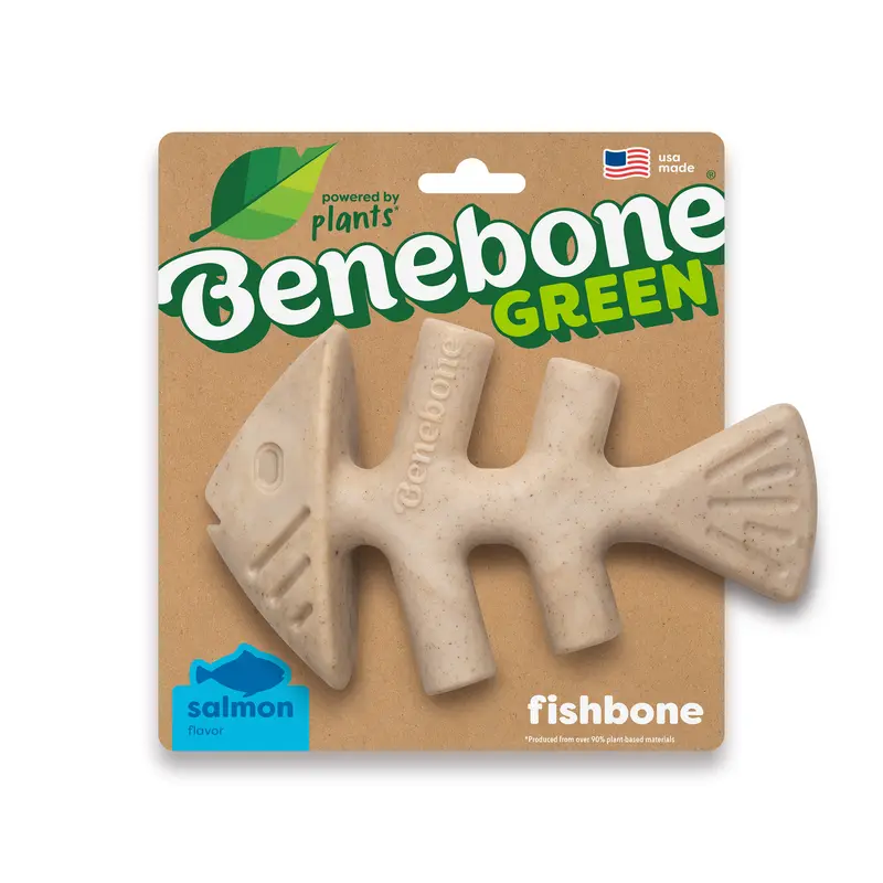 Green Fishbone | Plant-Based Dog Chew Toy for Moderate Chewers | Real Flavor & Long-Lasting Play