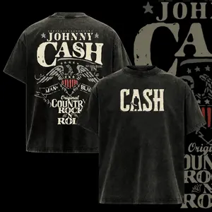 Menswear Vintage Johnny Cash Graphic Short-Sleeve Tee - Country Rock Retro Music Lover Shirt, Casual, Comfortable, Lightweight Unisex Band Shirt