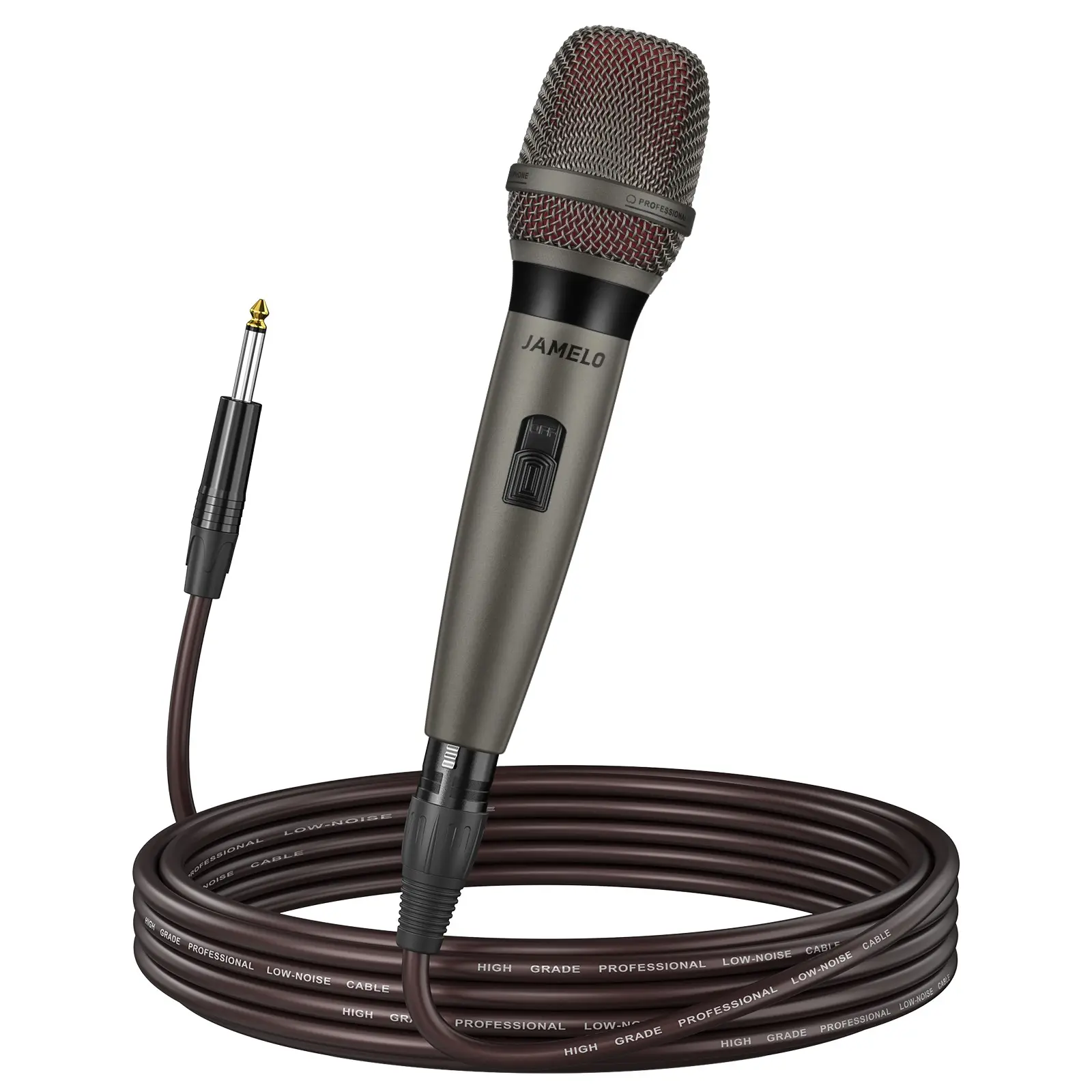 JAMELO Wired Dynamic Microphone Unidirectional Handheld Mic with 5m Cable XLR to 6.35mm Audio Cable(16.4ft length) 40Hz–13kHz Frequency Response Vocal Microphone for Karaoke Speech PA System