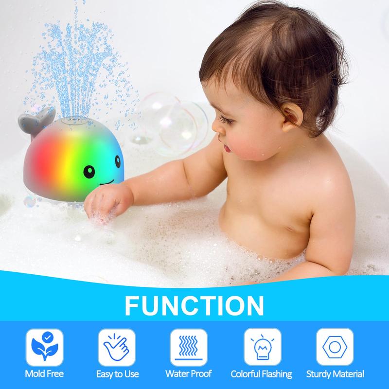 Whale Bath Toy Water Sprayer Glowing Water Play Toy Automatic Color Changing Suitable for 1-3 Years Old Children, Makes Bath Time More Enjoyable dinosaur bath toy
