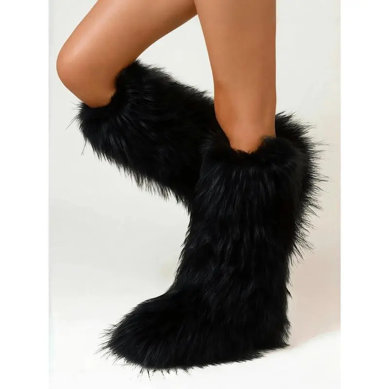 2025 Winter Knee High Boots Pull-On Faux Fur Boots Furry Fluffy Round Toe Fashion Boots For Women Suede Comfy Plush Warm Knee High Boots Outdoor Indoor Flat Shoes Party Dressy Women Winter Autumn Fall Boots 2025 Winter Knee High Boots Pull-On Faux Fur Boots Furry Fluffy Round Toe Fashion Boots For Women Suede Comfy Plush Warm Knee High Boots Outdoor Indoor Flat Shoes Party Dressy Women Winter Autumn Fall Boots