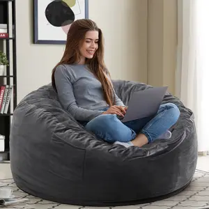4FT Bean Bag Chair with Washable Cover, Compact Floor Seating for Kids & Adults, Soft Memory Foam Lounger for Bedroom & Living Room