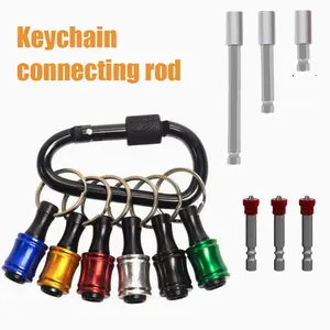 Keychain Connecting Rod with 3 Drill Bits & 3 Extension Rods, Multifunctional Keychain Connecting Rod, Mechanical Hardware Tool