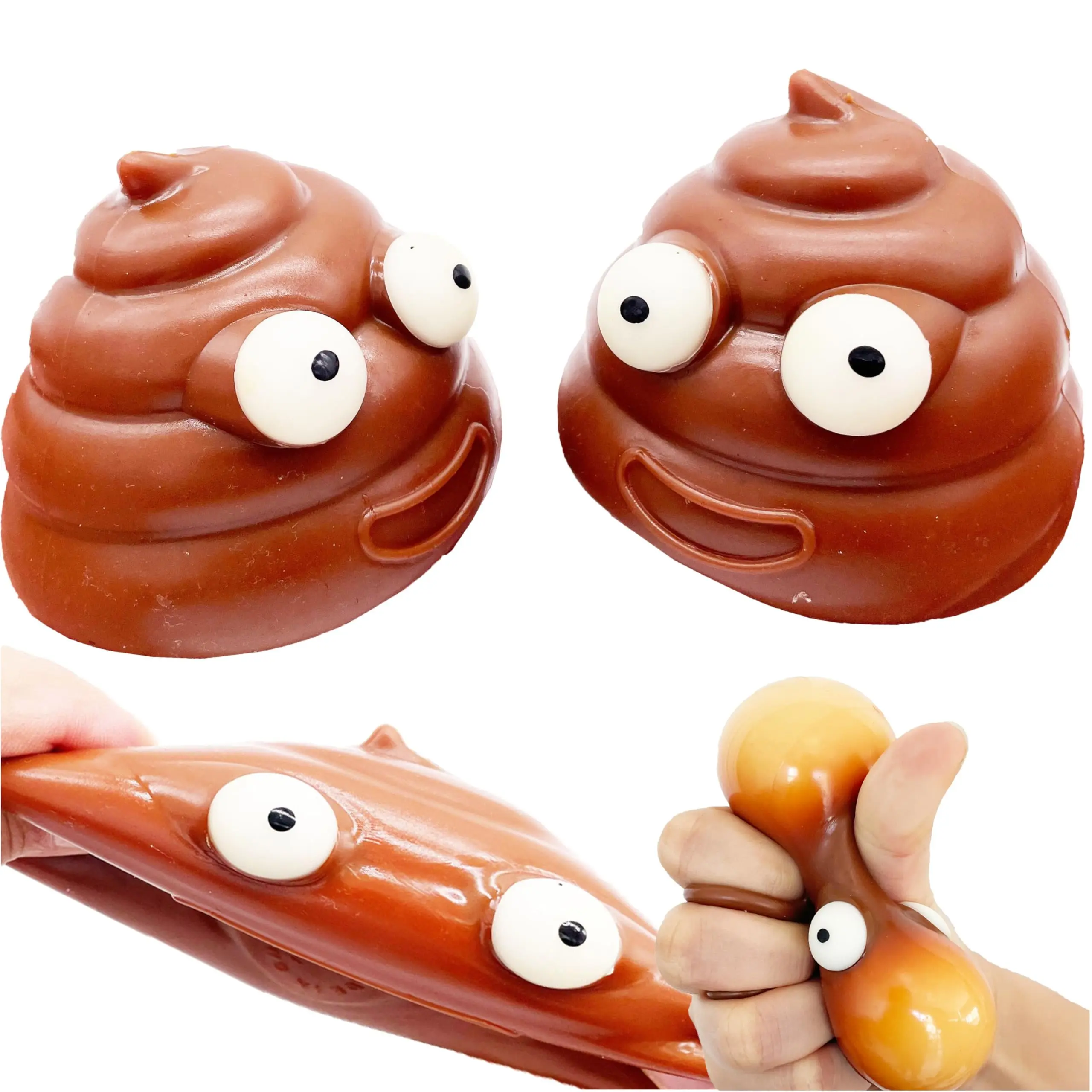 Cute Poop Squishy Toy | Stretchy Sticky Fast-Rebound Stress Relief Fidget | Glitter Poop-Shaped Squeeze Toy for Kids, Easter Baskets & Party Favors