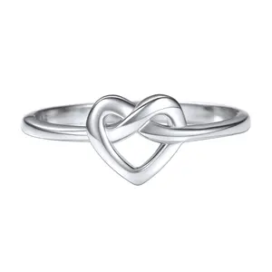 ChicSilver S925 Love Knot Clothing Decor Plain High Polished Simple 925 Sterling Silver Ring Gift for Women