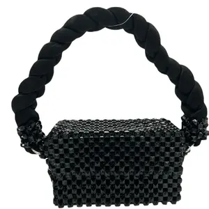 Leortra Louise Beaded Bag with Cashmere Handle and Magnetic Snap Closure