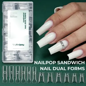 240pcs Sandwich Nail Forms, Double-Layer Structure, Perfect Nail Shaping, Thickness Control, No Glue Overflow, Reusable, UV LED Builder Gel