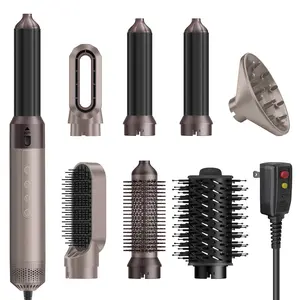 7-in-1 High-Speed Ionic Hair Dryer Brush | 110,000 RPM Brushless Motor | Auto Curling Iron, Straightening & Volumizing Styler | Hot & Cold Air Settings | Professional Salon Hair Tool