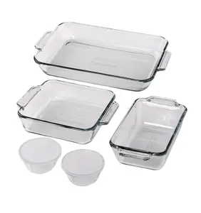 7-Piece Glass Baking Dish Set, Durable Oven-Safe Glass Bakeware for Cooking and Storage