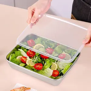 3-Pack Large Stainless Steel Food Containers, Rectangular Leak-Proof Design, Airtight Kitchen Storage Boxes, Dishwasher Safe