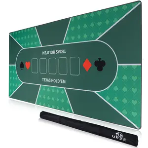 Foldable Table Top Poker Mat - 70" x 35" - Poker Table Top Mat with Non-Slip Backing & Zippered Carrying Bag - Waterproof & Foldable