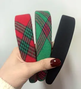 Christmas Headbands for Women Plaid Headbands Velvet Padded Headband for Women’s Hair Girls Fashion Holiday Women Headbands for Hair Christmas Outfits Hair Accessories 1 Inch Thick Hair Bands