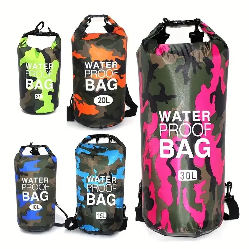 Camouflage Pattern Waterproof Dry Bag, Lightweight Foldable Waterproof Dry Bag, Large Capacity Boat Bag for Outdoor Water Activities, Boating Accessories