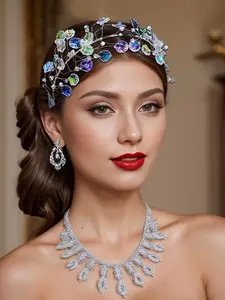 Artificial Crystal Decorated Headband, Jasmine Princess Crown, Elegant Crown Design, 2024 New Style Elegant Bridal Headwear for Wedding Bridal Party Formal Occasions, Fashion Hair Accessories for Women, Bridal Accessory