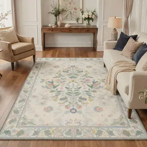【Deals For You Days】GENIMO Area Rug – Machine Washable, Pet Friendly, Non-Slip Floor Rug, Soft Home Carpet, Ideal Living Room, Bedroom, Kitchen, Hallway Decor ,ARF2619-PETAL