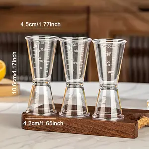4pcs LON Professional Measuring Cups with Graduations - Food-Grade Plastic Measuring Cups with 0.68/1.35oz Scale - Heavy-Duty Bartender's Cocktail and Milkshake Measuring Cups - Precise Ounce and Milliliter Beverage Measuring Cups - Kitchenware