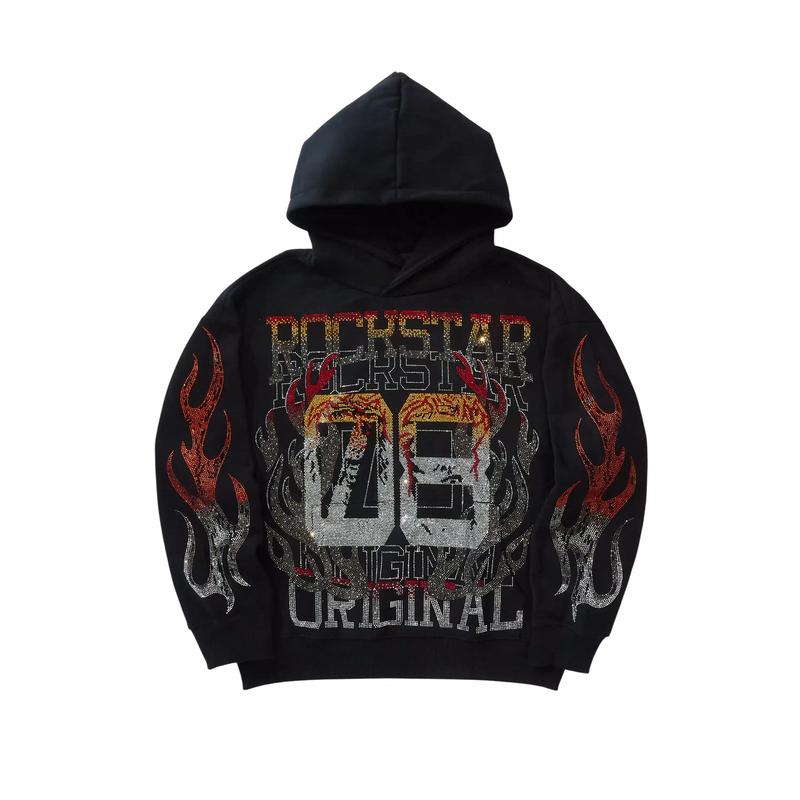 Veyene Black Rhinestone Oversized Hoodie