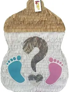 APINATA4U 20" Gender Reveal Baby Bottle Pinata - Adorable Footprints Design for Your Gender Reveal Party! Choose Pink or Blue, Unveil He or She with Exciting Decorations and Supplies!