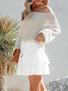 Flowy Shorts for Women Boho Ruffled Tiered Skorts Casual High Waist Mini Skirts Tennis Golf Comfy Shorts 2026 (Breathable & Non-See-Through)