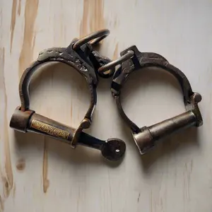 Sing Sing Prison Cast Iron Adjustable Handcuffs With Antique Finish (12.5" Long)